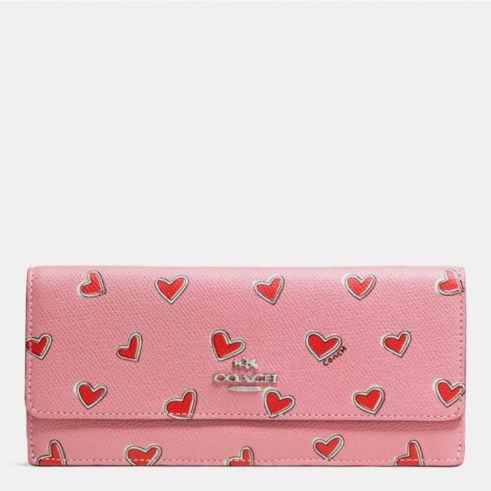 Coach Heart Print Soft Wallet
